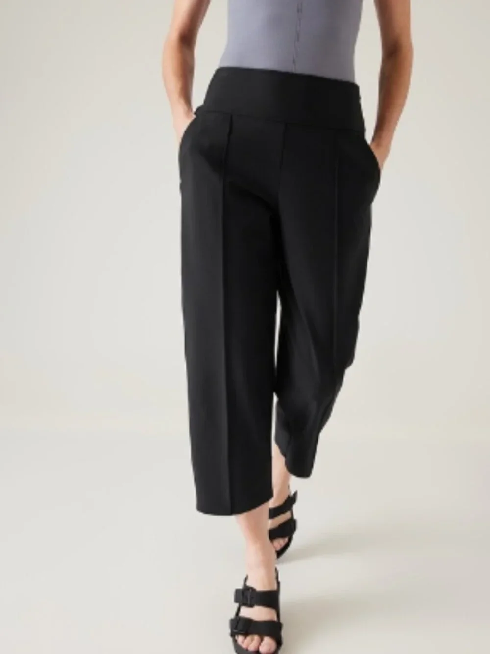 Athleta Stellar Wide Leg Crop Pant Black Size 10 TALL - Picture 2 of 7